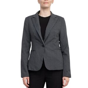 Premise Studio Notched Collar One Button Knit Houndstooth Blazer